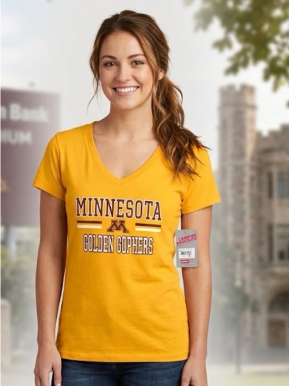 Campus Heritage Minnesota Golden Gophers Women's V-Neck Tee - Gold